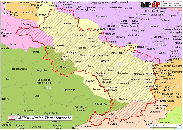 mapa cartográfico da região compreendida pelos municípios desta regional