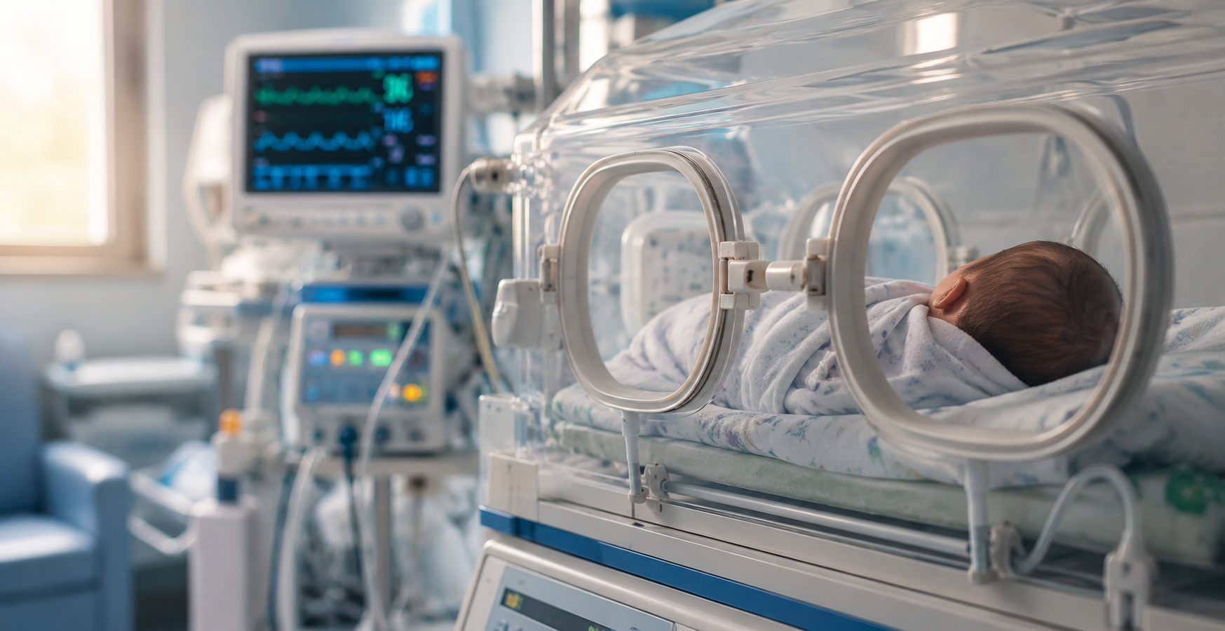 Bebê em UTI neonatal