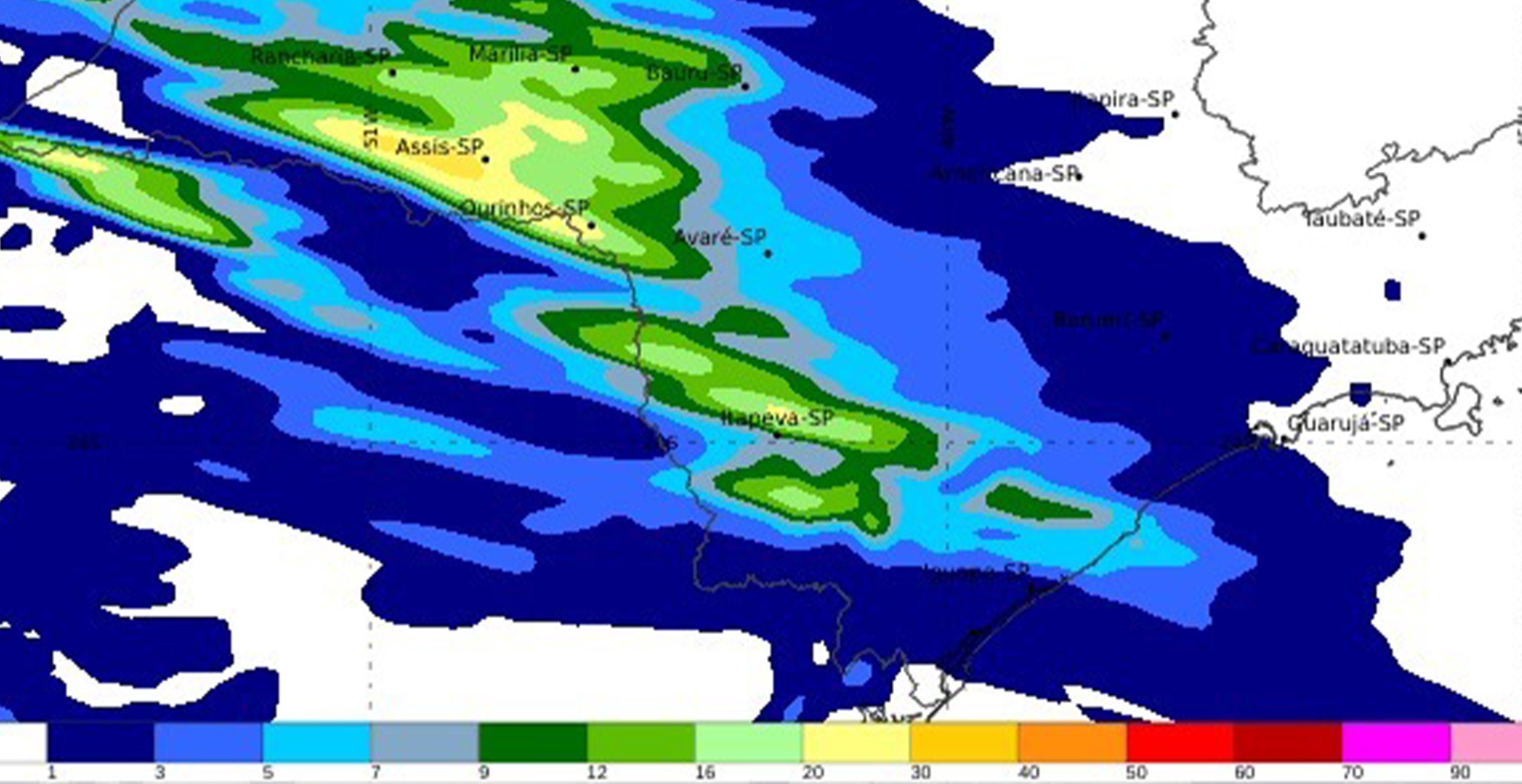 gráfico meteorológico indicando condições climáticas